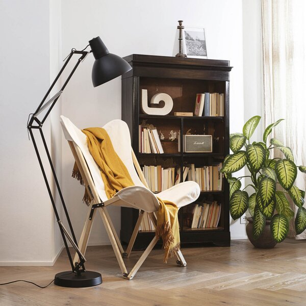 IDEAL LUX Ideal Lux lampadar Wally, negru, înălțime 160 cm, metal, Negru, Camera de zi / sufragerie, Metal, Design industrial, Proiector suspendat