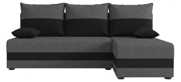 Coltar extensibil de colt VALERIO SLIM, gri inchis/antracit, reversibil, 200x140 cm + 2 perne GRATUIT