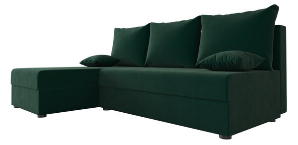 Coltar extensibil de colt VALERIO SLIM, verde inchis, reversibil, 200x140 cm + 2 perne GRATUIT