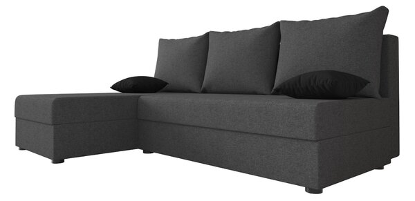 Coltar extensibil de colt VALERIO SLIM, gri inchis, reversibil, 200x140 cm + 2 perne GRATUIT