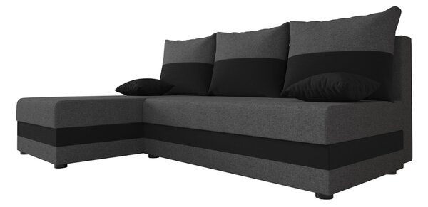 Coltar extensibil de colt VALERIO SLIM, gri inchis/antracit, reversibil, 200x140 cm + 2 perne GRATUIT