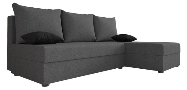 Coltar extensibil de colt VALERIO SLIM, gri inchis, reversibil, 200x140 cm + 2 perne GRATUIT