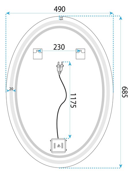 Oglindă LED Marco 50x70 cm