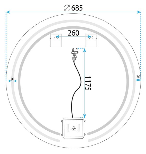 Oglindă LED 70cm Modern
