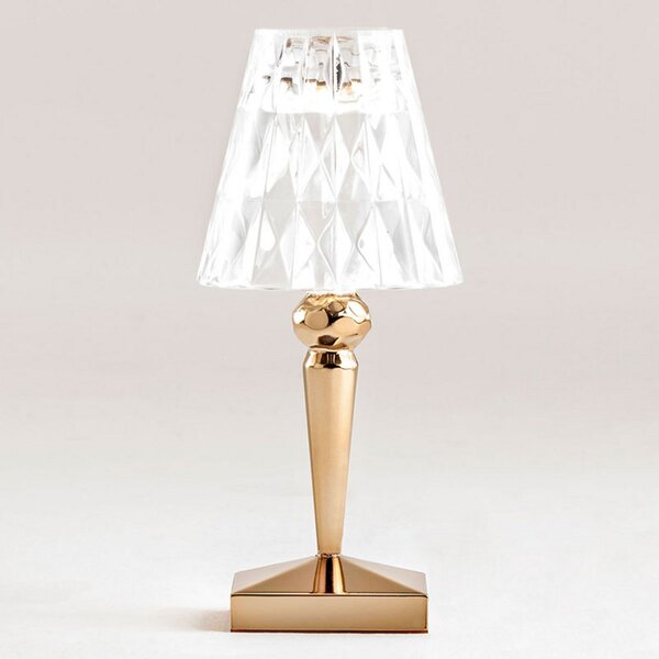 Kartell Lampa de masă cu baterie LED Battery, 26 cm, aurie, IP54, Auriu / Alamă, dormitor, Plastic, Design