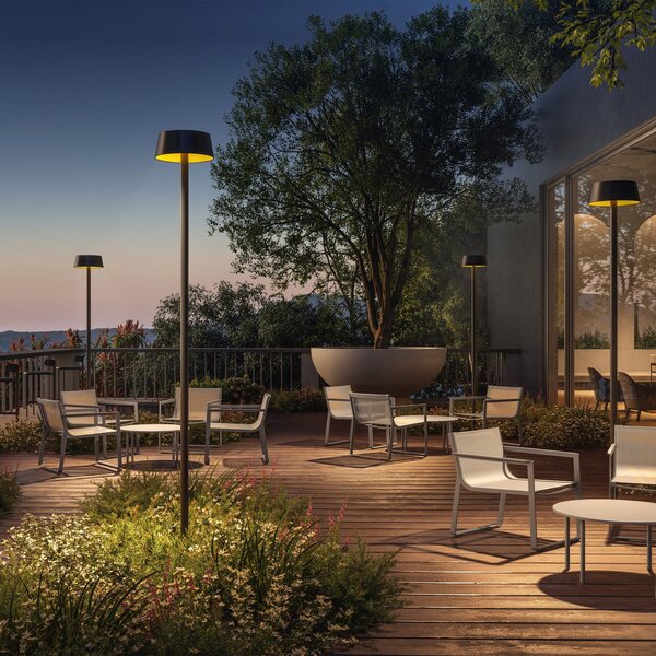 KLEWE LED lampă solară SUNDRESS antracit 250 cm țepușă de sol IP65, Negru, Aluminiu, Modern, Lumini solare