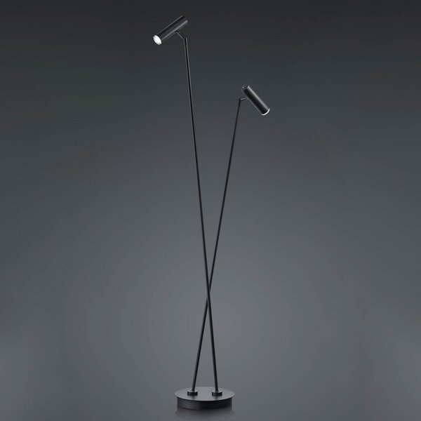 HELL Tom lampadar LED, 2 surse, negru, reglabil, Negru, Camera de zi / sufragerie, Metal, Modern