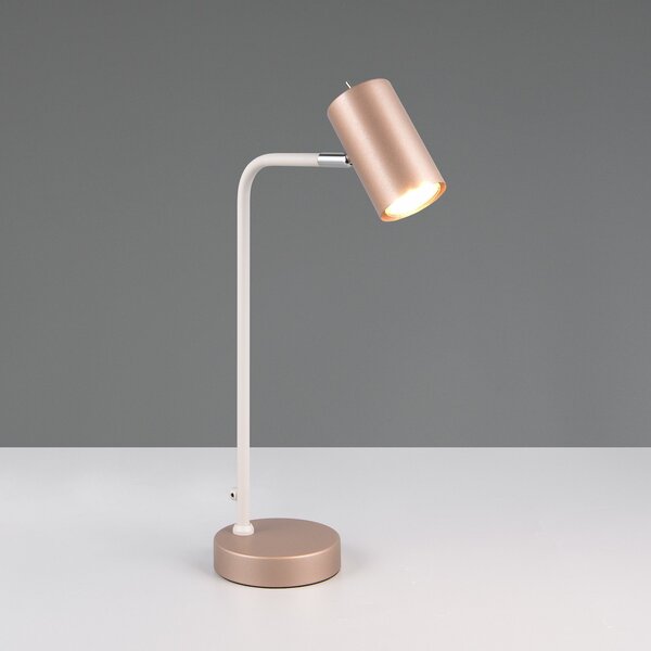 Trio Lighting Marley lampă de masă, maro/gri deschis, înălțime 45 cm, metal, Maro / Rugină, Camera de zi / sufragerie, Metal, Modern, Birou de masă