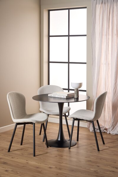 MAZZONI EXPORT FIORA Bej (material Apia 453)/cadru negru – SCAUN MODERN TAPITAT DIN CHENILLE PENTRU LIVING/BUCĂTĂRIE