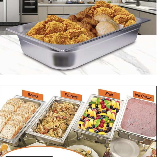 Tava gastronorm Pufo din inox pentru depozitare alimente, sosuri, inghetata, ideal pentru catering, restaurante, fast food, horeca, 53 x 33 cm