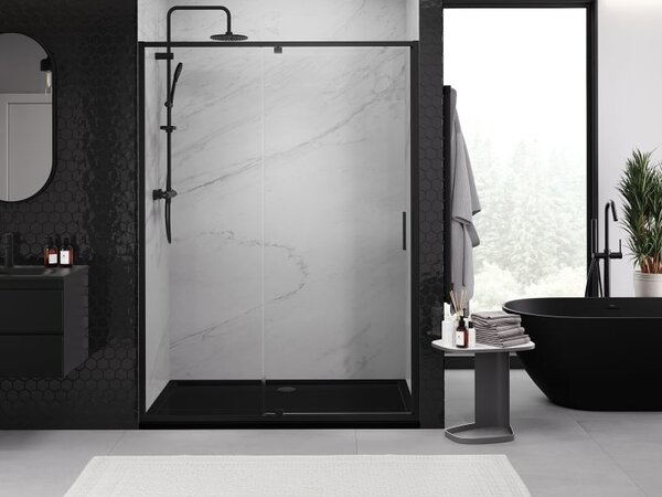 Mexen Exo uși de duș batante 130 cm, transparent, negru - 819-130-000-70-00