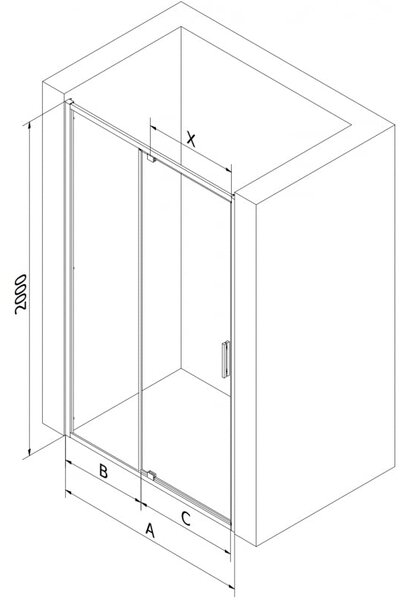 Mexen Exo uși de duș batante 130 cm, transparent, negru - 819-130-000-70-00