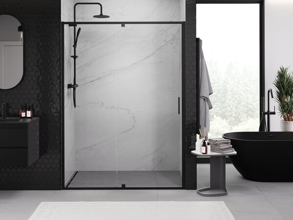 Mexen Exo uși de duș batante 130 cm, transparent, negru - 819-130-000-70-00