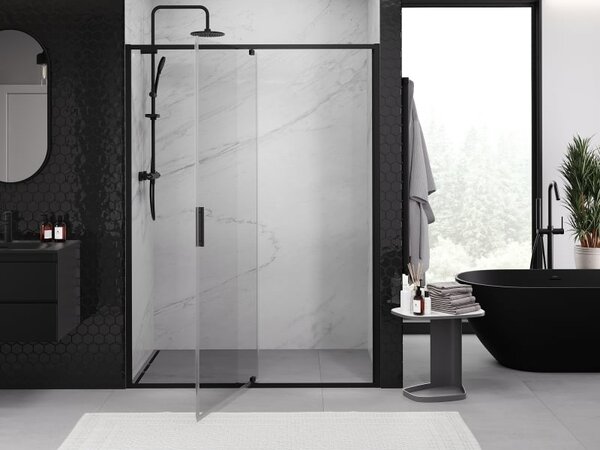Mexen Exo uși de duș batante 130 cm, transparent, negru - 819-130-000-70-00
