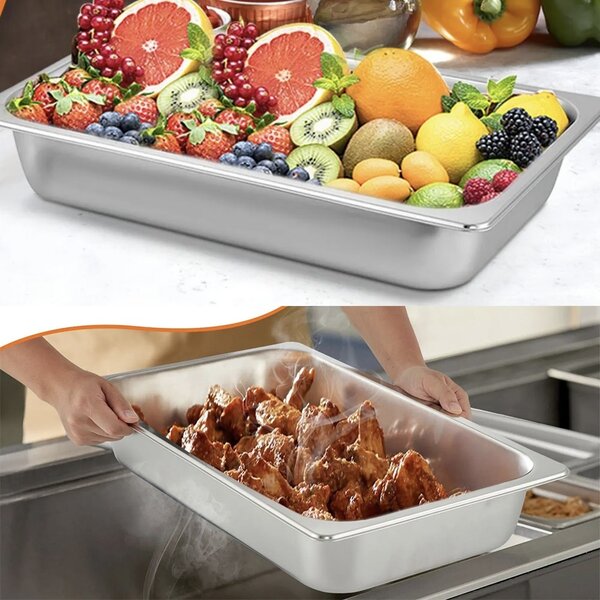 Tava gastronorm Pufo din inox pentru depozitare alimente, sosuri, inghetata, ideal pentru catering, restaurante, fast food, horeca, 53 x 33 cm