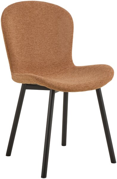 MAZZONI EXPORT FIORA Teracotă (material Apia 272)/cadru negru – SCAUN MODERN TAPITAT DIN CHENILLE PENTRU LIVING/BUCĂTĂRIE