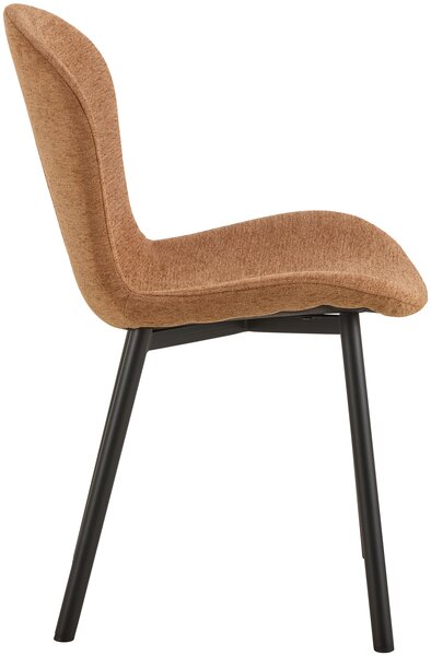 MAZZONI EXPORT FIORA Teracotă (material Apia 272)/cadru negru – SCAUN MODERN TAPITAT DIN CHENILLE PENTRU LIVING/BUCĂTĂRIE