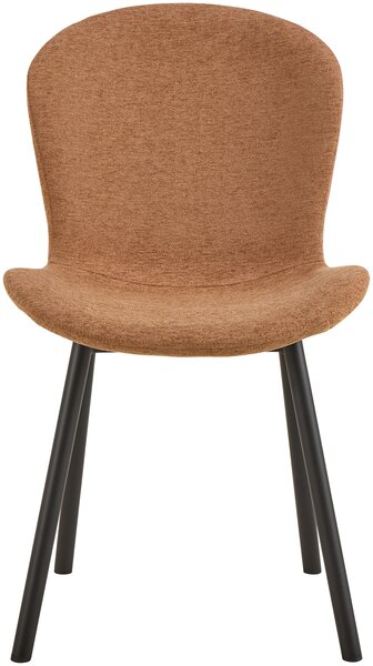 MAZZONI EXPORT FIORA Teracotă (material Apia 272)/cadru negru – SCAUN MODERN TAPITAT DIN CHENILLE PENTRU LIVING/BUCĂTĂRIE