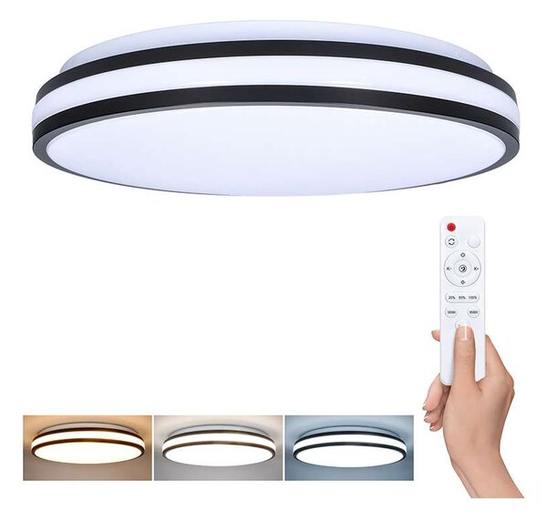 Plafonieră LED cu telecomandă Laskos reglabil – diametru 39 cm, negru