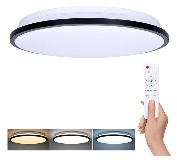 Plafonieră LED cu telecomandă Jamil reglabil – diametru 40 cm, negru