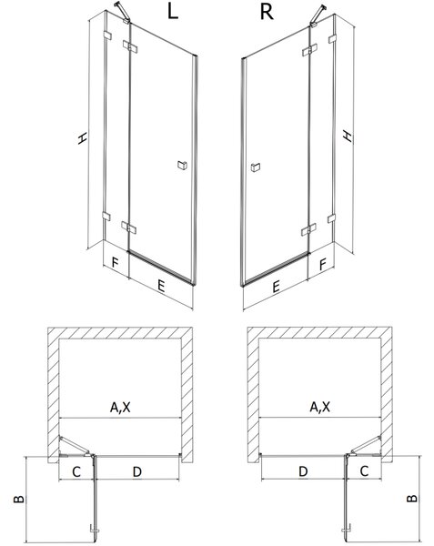 Mexen Lunar ușă de duș batantă dreapta 70 cm, transparent, crom - 834-070-000-01-00-P