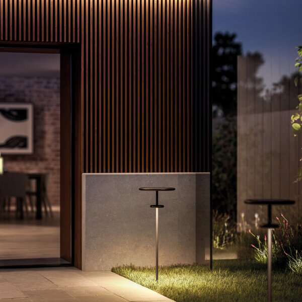 KLEWE LED lampă solară PLANET B antracit 160 cm țepușă de sol IP65, Negru, Aluminiu, Modern, Lumini solare