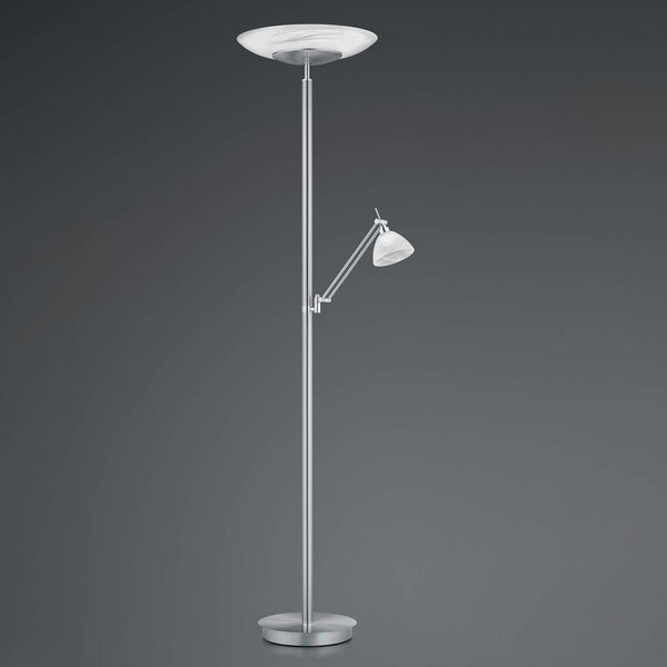 HELL Lampadar LED Findus, 2 becuri, nichel, reglabil, Gri, Camera de zi / sufragerie, Metal, Modern