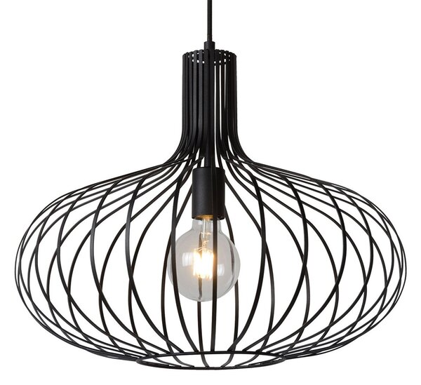 Lucide Manuela lampă suspendată cu cușcă în negru, 50 cm, reglabil, Negru, Camera de zi / sufragerie, Metal, Modern