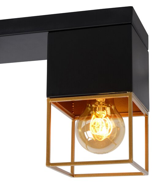 Lucide Plafonieră Rixt negru, unghiulară, 3 becuri, reglabil, Negru, Camera de zi / sufragerie, Metal, Modern