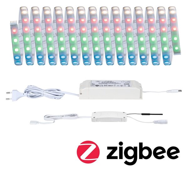 Paulmann MaxLED 500 set de bază IP44 RGBW ZigBee 5m, reglabil, Gri, Camera de zi / sufragerie, Plastic, Modern
