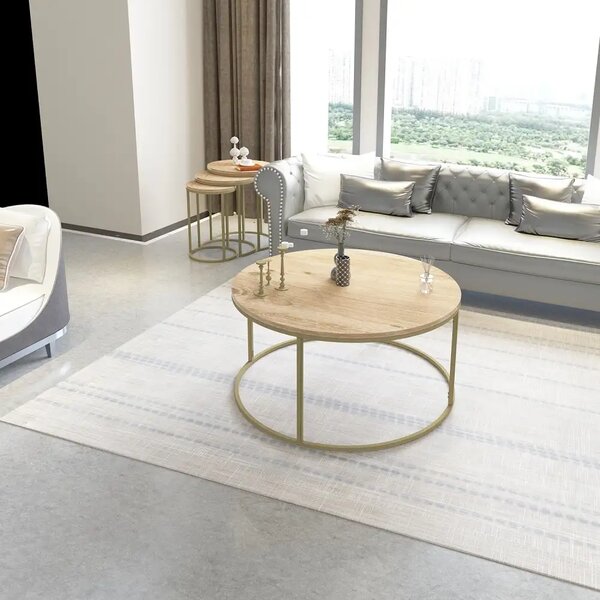 Set masuta de cafea ,Seria 710,Homs, 3 buc,culoare auriu.0034