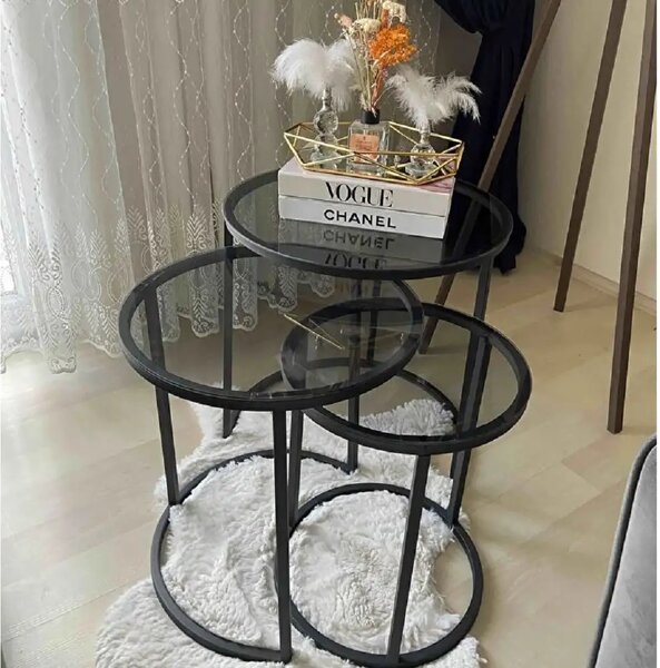 Set masuta de cafea sticla,Seria 440,Homs, 3 buc,0027