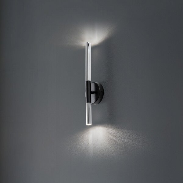 SIGMA Aplică de perete Sopel Lux, 2 becuri, negru/argintiu, înălțime 38 cm, reglabil, Gri, Camera de zi / sufragerie, Metal, Modern