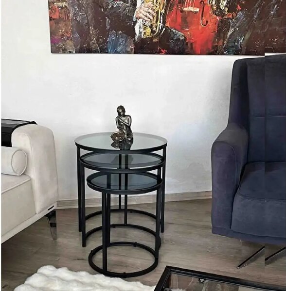 Set masuta de cafea sticla,Seria 440,Homs, 3 buc,0027