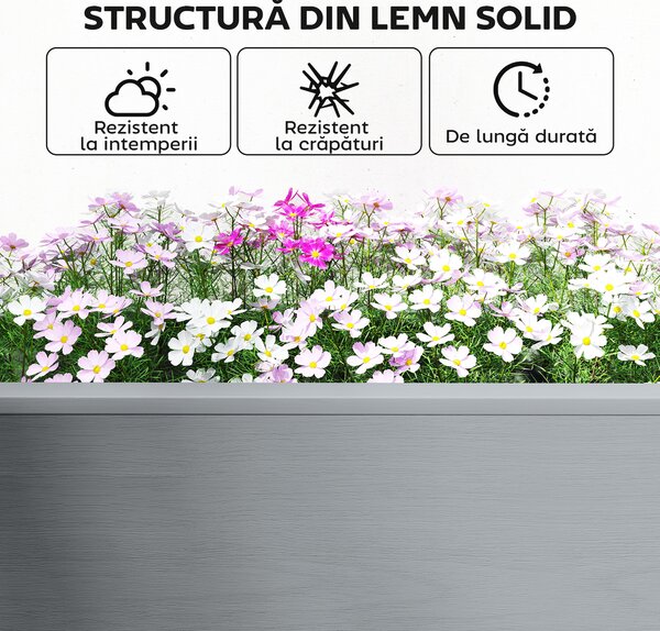 Outsunny Strat Înălțat pentru Grădină, Jardinieră cu Raft, 149x46x76cm, Gri | Aosom Romania
