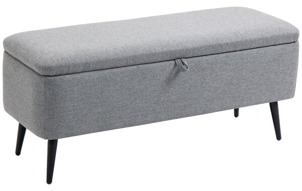 HOMCOM Banca de Depozitare Acoperita cu Tesatura cu Efect de Catifea, Banca de Pat Captusita, 101x38.5x44.5 cm, Gri