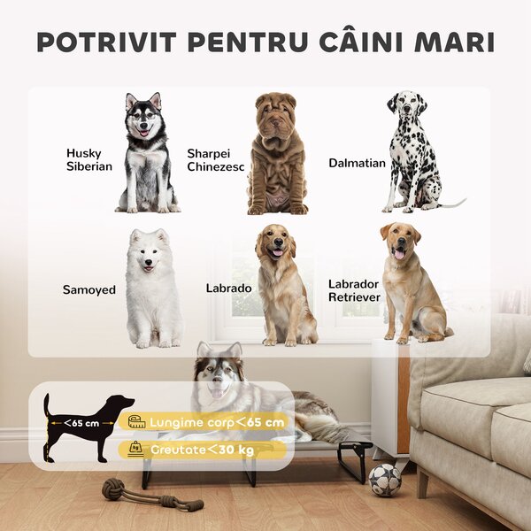 PawHut Pat Pliabil pentru Câini Mari cu Țesătură Tip Plasă, 107x61x20 cm, Gri | Aosom Romania