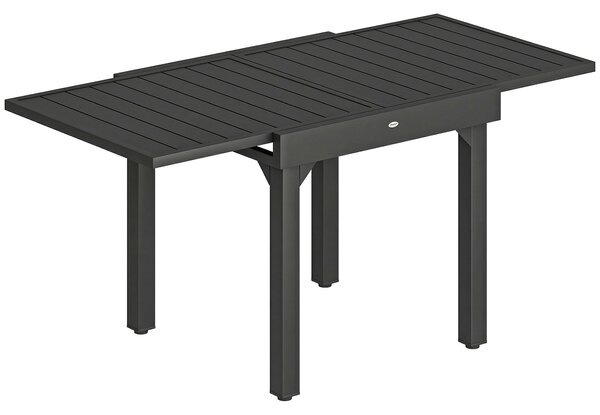 Outsunny Masă de Bucătărie Extensibilă pentru Terasă, 4-6 Persoane, 80-160 cm Masă Extensibilă din Aluminiu cu Blat din Lamele, Negru | Aosom Romania