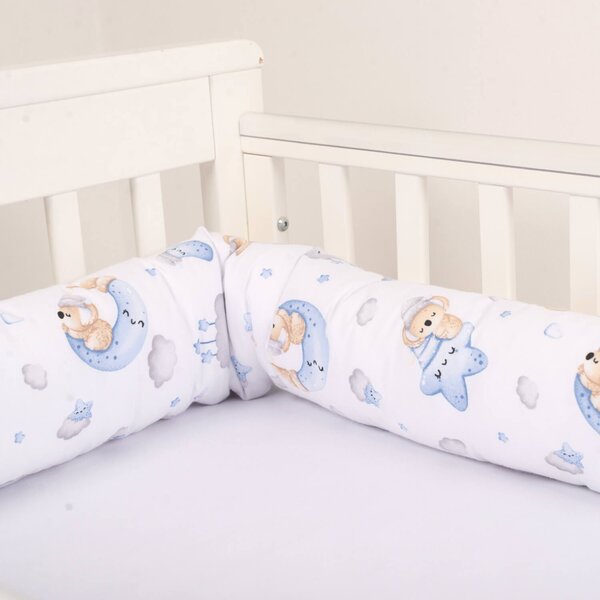 Set 2 aparatori laterale multifunctionale tip rulou pentru patut 120x60 cm Kidizi Koala Dreams blue, husa detasabila, diametru 10 cm
