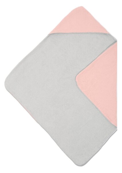 Prosop copii reversibil din muselina si frotir 80x80 cm Kidizi Ash Pink, delicat si absorbant