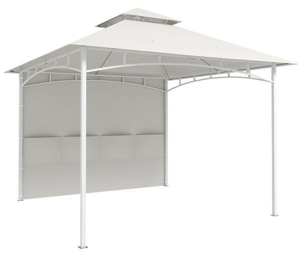 Outsunny Foișor de Grădină 3x3 m cu Corturi, Buzunare pentru Depozitare și Cârlig la Tavan, Foișor din Metal cu Acoperiș Dublu, Orificii de Drenaj, UV30+, Crem | Aosom Romania