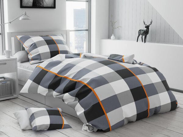 Lenjerie de pat din bumbac flanelat Culoare Gri, Atria + husa de perna 40x50 cm Gratuit