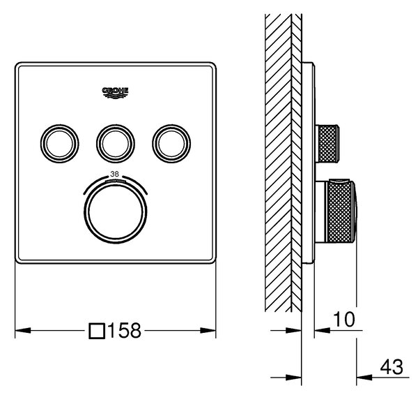 Grohe Grohtherm SmartControl baterie cadă-duș ascuns cu termostat Brushed Hard Graphite 29126AL0