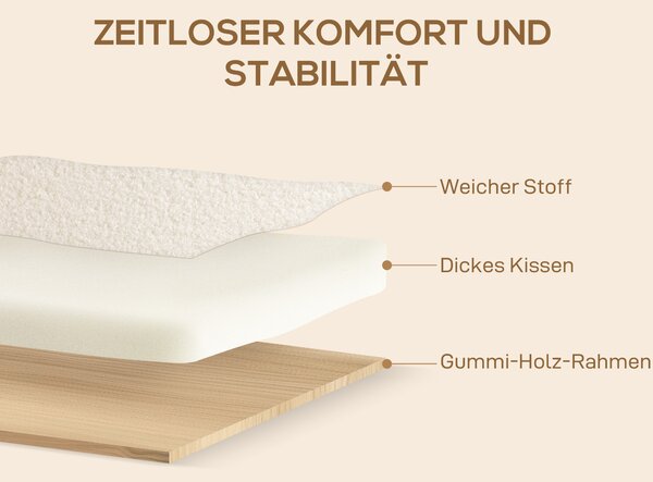 HOMCOM Fotoliu de Living din Material Sherpa și Lemn Stil Nordic, Crem | Aosom Romania
