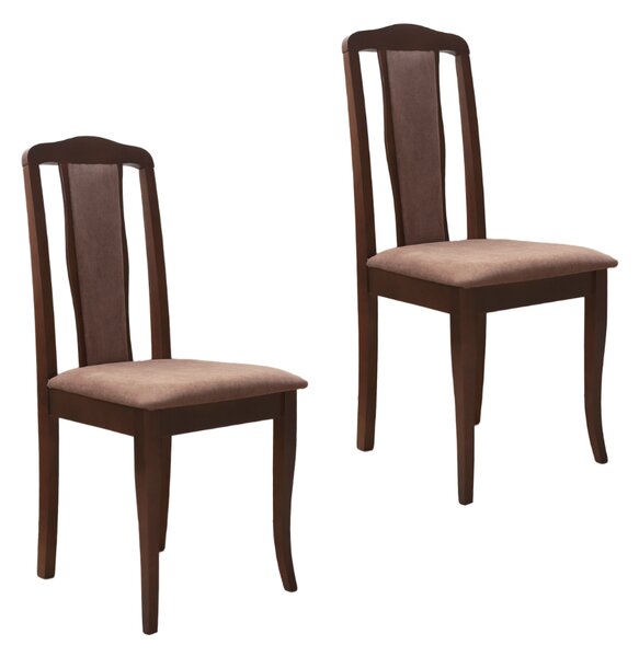 Set 2 scaune dining din lemn de fag Sevilla, cadru nuc, textil Solo 25