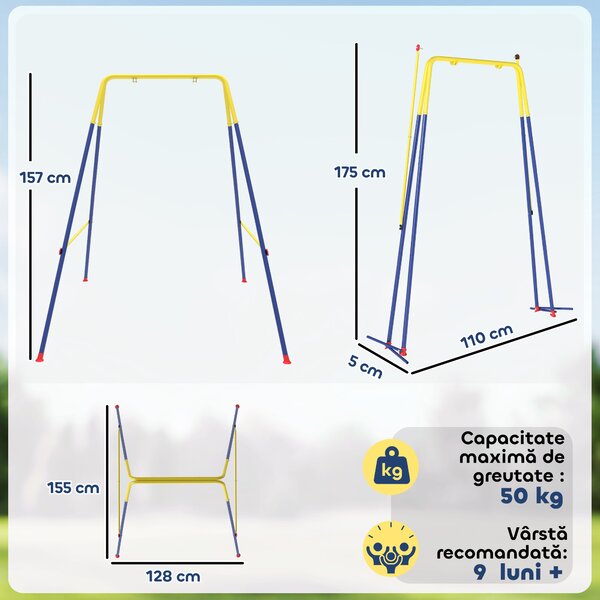 AIYAPLAY Cadru pentru Leagăn de Grădină din Oțel, Anti-UV, Gri | Aosom Romania