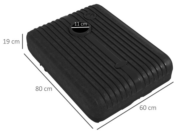 Outsunny Bază pentru Umbrelă din Plastic cu Consolă cu 2 Roți și Mâner, 80x60x19 cm, Negru | Aosom Romania