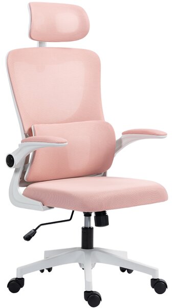 Vinsetto Scaun de Birou Ergonomic cu Tetieră Detașabilă Roz | Aosom Romania