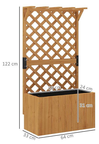 Outsunny Pat de Grădină Ridicat din Lemn cu Spalier și Pergolă 64x33x122 cm | Aosom Romania