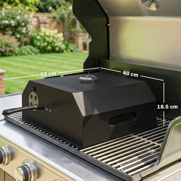 Outsunny Mini Cuptor pentru Pizza din Metal cu Piatră din Cordierit și Termometru Integrat, 53x40x18,5 cm, Negru | Aosom Romania